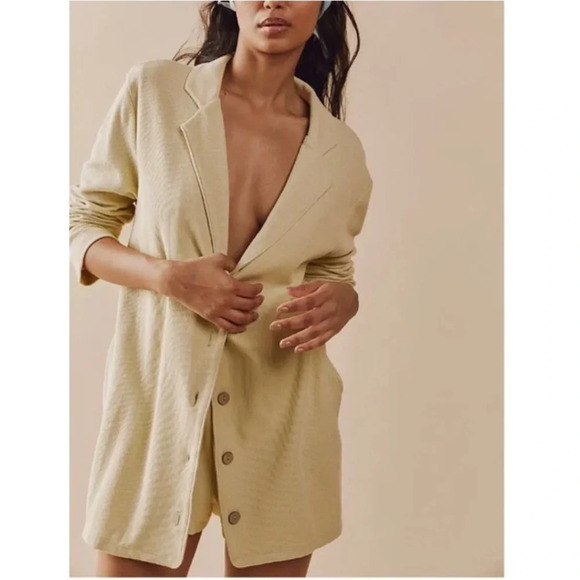 Free People Beach Lizzie Romper Blazer Lime Green NWT - Picture 1 of 8